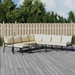 vidaXL Juego de muebles de jardín 9 piezas acero y cojines color arena
