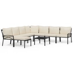 vidaXL Juego de muebles de jardín 9 piezas acero y cojines color arena