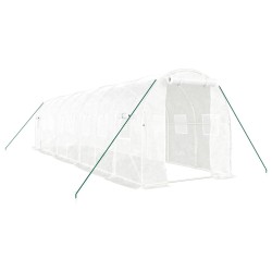 vidaXL Invernadero con estructura de acero blanco 16 m² 8x2x2 m