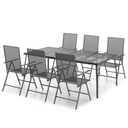 vidaXL Juego de comedor de jardín 7 piezas acero gris antracita
