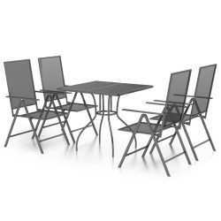 vidaXL Juego de comedor de jardín 5 piezas acero gris antracita