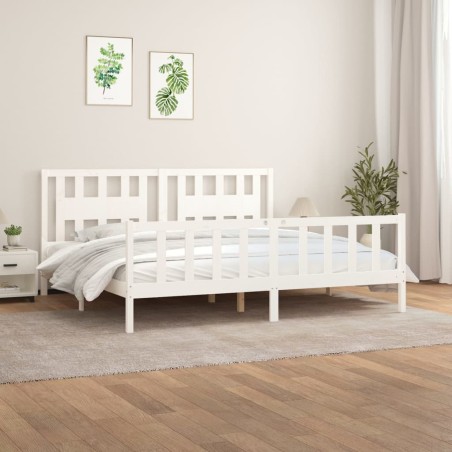 vidaXL Estructura de cama con cabecero madera de pino blanco 180x200cm