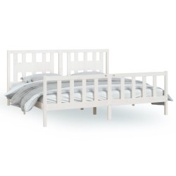 vidaXL Estructura de cama con cabecero madera de pino blanco 180x200cm