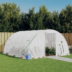 vidaXL Invernadero con estructura de acero blanco 16 m² 4x4x2 m
