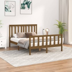 vidaXL Estructura cama con cabecero madera pino marrón miel 120x200 cm