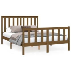 vidaXL Estructura cama con cabecero madera pino marrón miel 120x200 cm