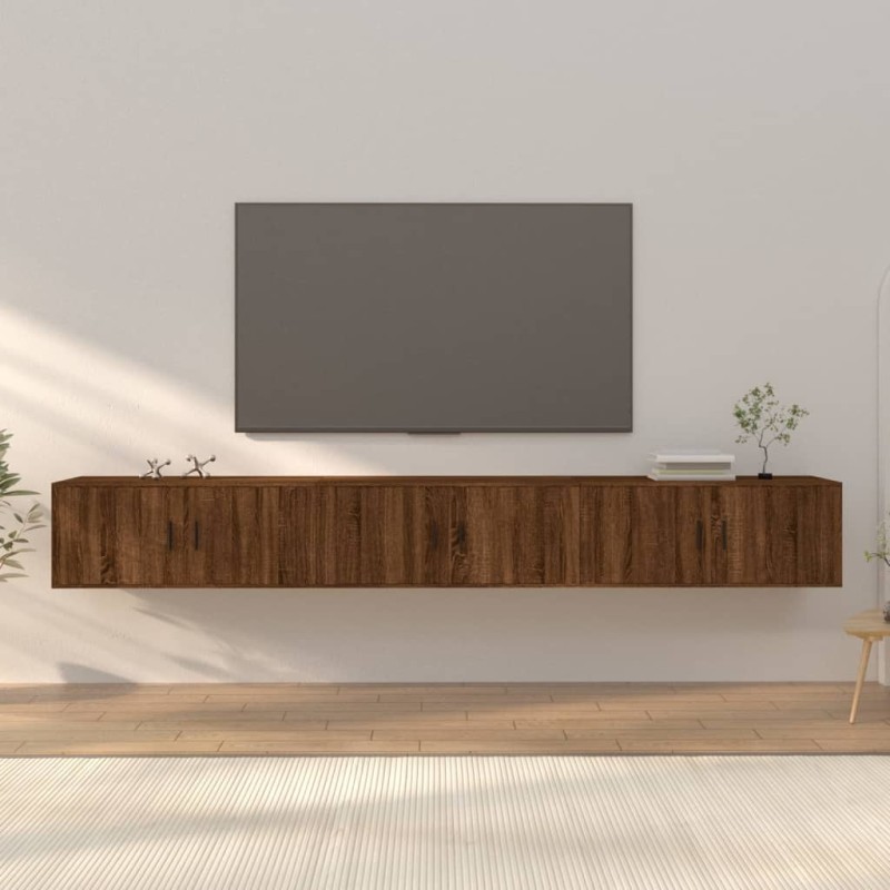 vidaXL Muebles para TV de pared 3 uds roble marrón 100x34,5x40 cm vidaXL Muebles para TV de pared 3 uds roble marrón 100x34,5x40 cm