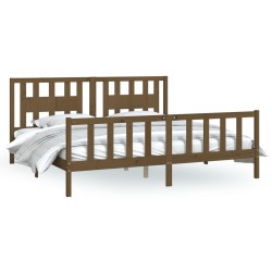 vidaXL Estructura cama con cabecero madera pino marrón miel 200x200 cm
