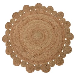 H&S Collection Alfombra con borde de flores natural 90 cm