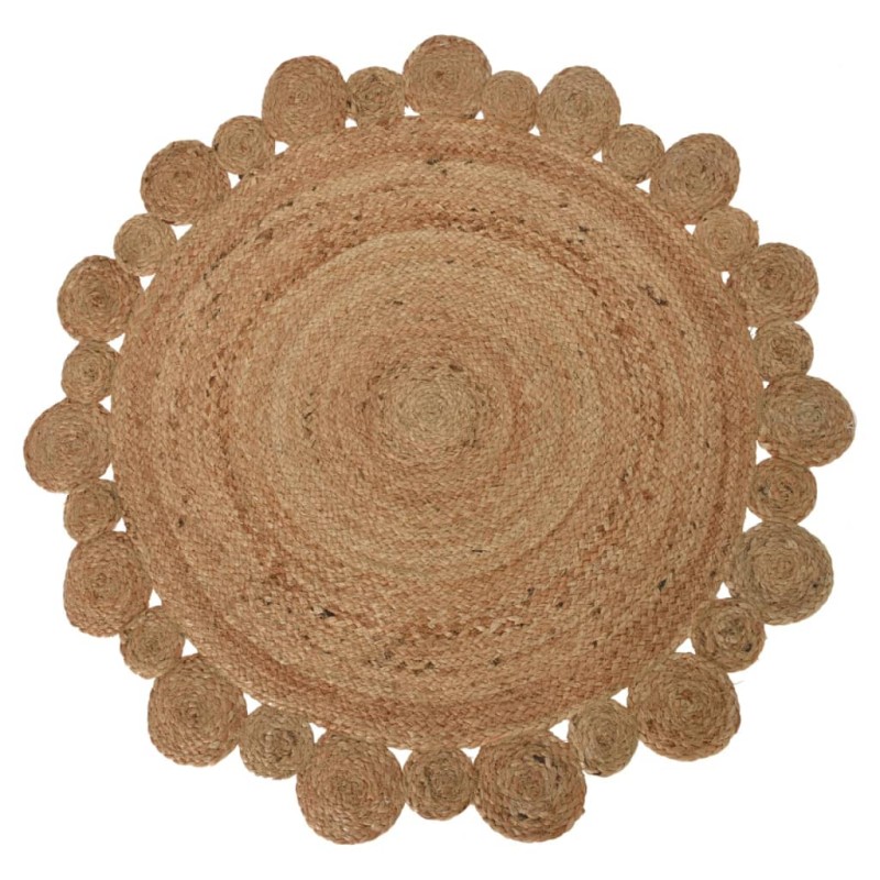 H&S Collection Alfombra con borde de flores natural 90 cm H&S Collection Alfombra con borde de flores natural 90 cm