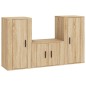 vidaXL Set de muebles para TV 3 pzas madera contrachapada roble sonoma vidaXL Set de muebles para TV 3 pzas madera contrachapada roble sonoma