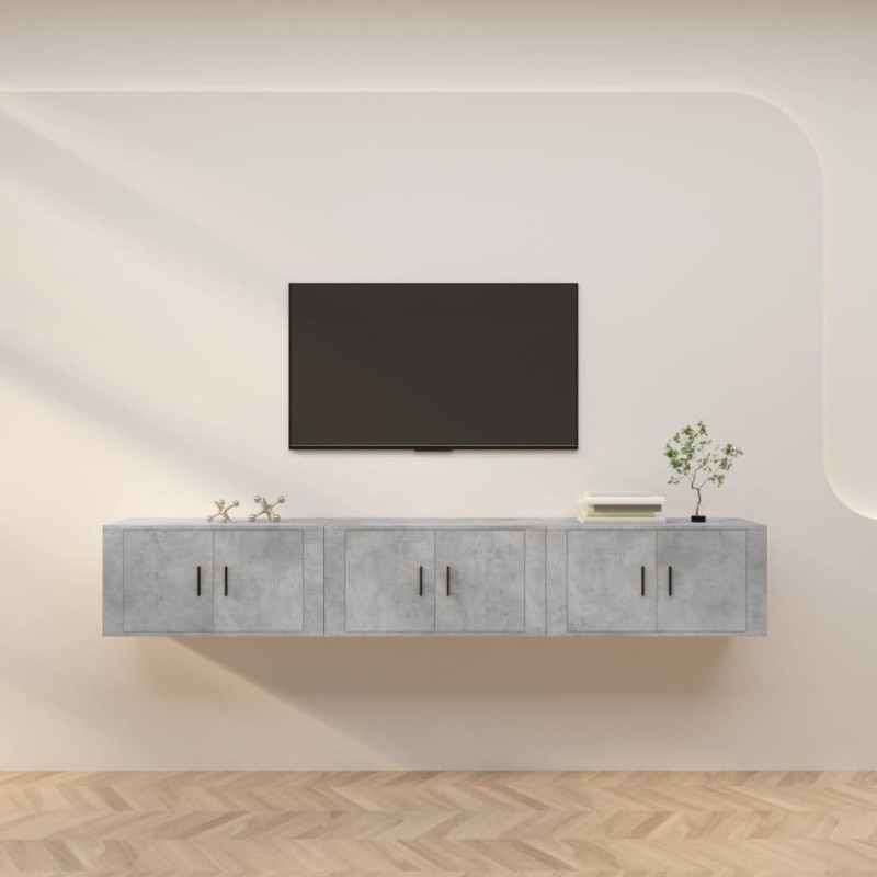 vidaXL Muebles para TV de pared 3 uds gris hormigón 80x34,5x40 cm vidaXL Muebles para TV de pared 3 uds gris hormigón 80x34,5x40 cm