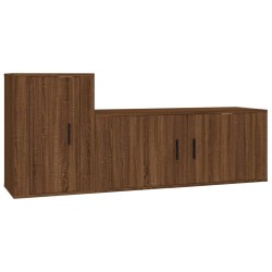 vidaXL Set de muebles para TV 2 pzas madera contrachapada roble marrón