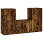 vidaXL Set de muebles de TV 3 pzas madera contrachapada roble ahumado vidaXL Set de muebles de TV 3 pzas madera contrachapada roble ahumado