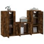 vidaXL Set de muebles de TV 3 pzas madera contrachapada roble ahumado vidaXL Set de muebles de TV 3 pzas madera contrachapada roble ahumado