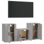 vidaXL Set de muebles para TV 3 pzas madera contrachapada gris Sonoma vidaXL Set de muebles para TV 3 pzas madera contrachapada gris Sonoma