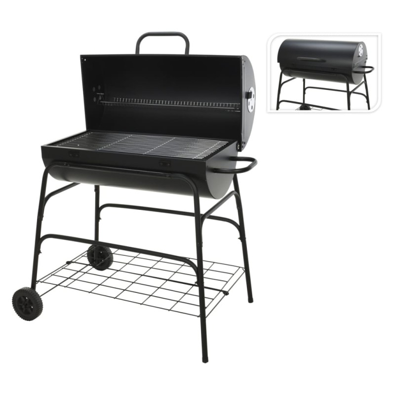 ProGarden Barbacoa sobre ruedas forma cilíndrica ProGarden Barbacoa sobre ruedas forma cilíndrica