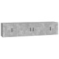 vidaXL Set de muebles de TV 3 pzas madera contrachapada gris hormigón