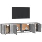 vidaXL Set de muebles de TV 3 pzas madera contrachapada gris hormigón