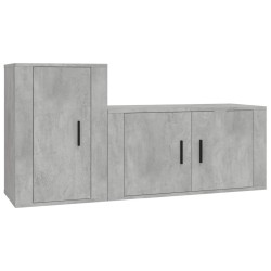 vidaXL Set de muebles de TV 2 pzas madera contrachapada gris hormigón
