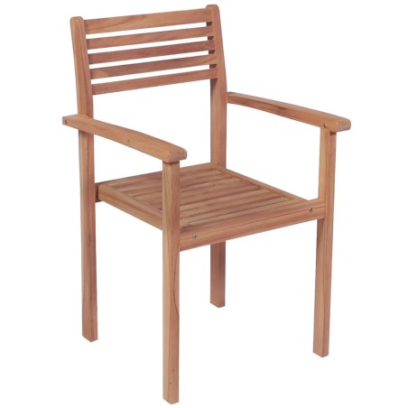 vidaXL Sillas apilables de jardín 6 uds madera de teca con cojines