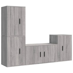 vidaXL Set de muebles para TV 4 pzas madera contrachapada gris Sonoma