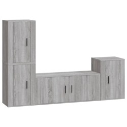 vidaXL Set de muebles para TV 4 pzas madera contrachapada gris Sonoma