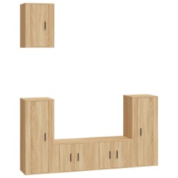 vidaXL Set de muebles para TV 5 pzas madera contrachapada roble Sonoma