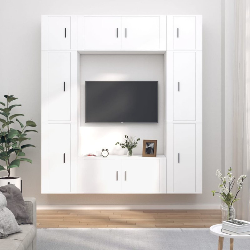 vidaXL Set de muebles para TV 8 piezas madera contrachapada blanco vidaXL Set de muebles para TV 8 piezas madera contrachapada blanco