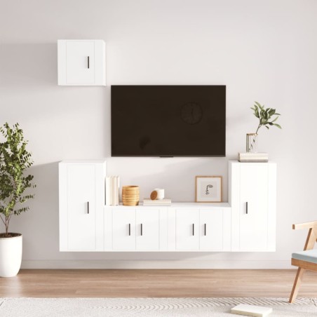 vidaXL Set de muebles para TV 5 piezas madera contrachapada blanco