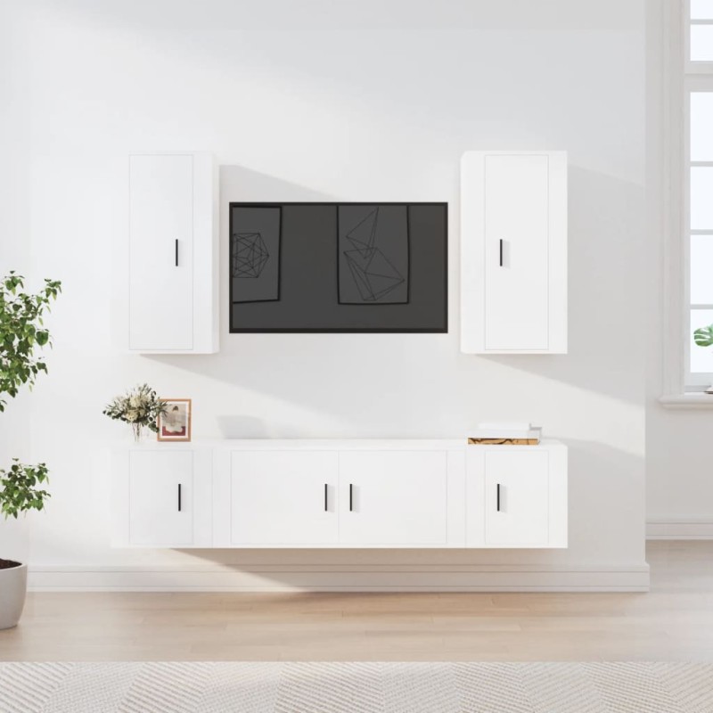 vidaXL Set de muebles para TV 5 piezas madera contrachapada blanco