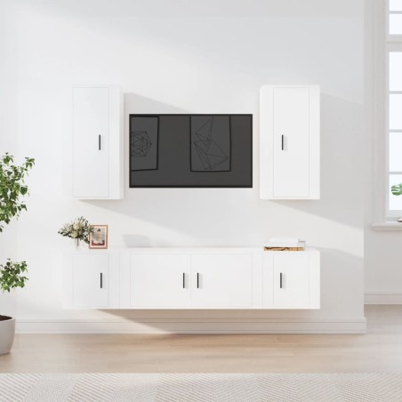 vidaXL Set de muebles para TV 5 piezas madera contrachapada blanco
