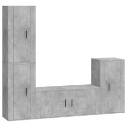vidaXL Set de muebles de TV 4 pzas madera contrachapada gris hormigón