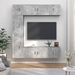 vidaXL Set de muebles de TV 7 pzas madera contrachapada gris hormigón