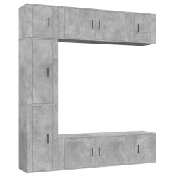 vidaXL Set de muebles de TV 7 pzas madera contrachapada gris hormigón