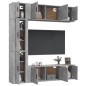 vidaXL Set de muebles de TV 7 pzas madera contrachapada gris hormigón