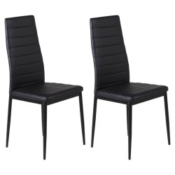Venture Home Sillas de comedor 2 uds Slim apariencia de cuero negro