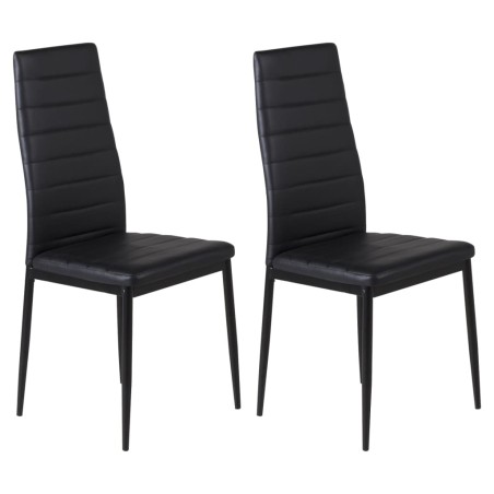 Venture Home Sillas de comedor 2 uds Slim apariencia de cuero negro