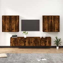 vidaXL Set de muebles de TV 6 pzas madera contrachapada roble ahumado