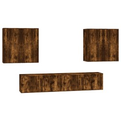 vidaXL Set de muebles de TV 6 pzas madera contrachapada roble ahumado