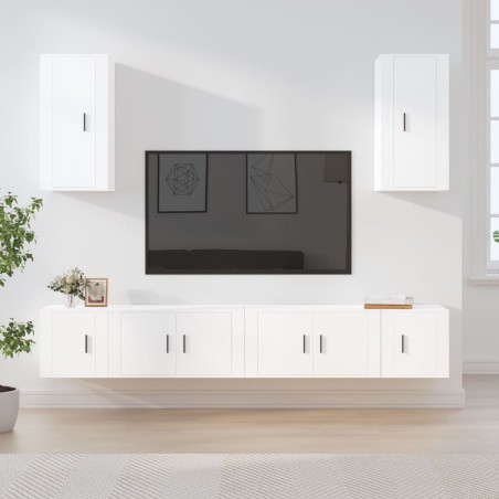 vidaXL Set de muebles para TV 6 piezas madera contrachapada blanco