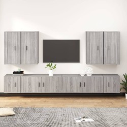 vidaXL Set de muebles para TV 8 pzas madera contrachapada gris Sonoma