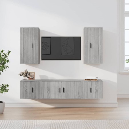vidaXL Set de muebles para TV 5 pzas madera contrachapada gris Sonoma