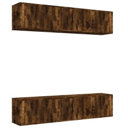 vidaXL Set de muebles de TV 6 pzas madera contrachapada roble ahumado