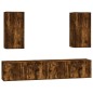 vidaXL Set de muebles de TV 4 pzas madera contrachapada roble ahumado