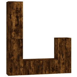 vidaXL Set de muebles de TV 4 pzas madera contrachapada roble ahumado