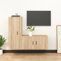 vidaXL Set de muebles para TV 2 pzas madera contrachapada roble sonoma