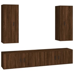 vidaXL Set de muebles para TV 4 pzas madera contrachapada marrón roble