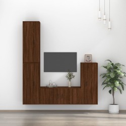 vidaXL Set de muebles para TV 4 pzas madera contrachapada marrón roble