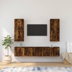 vidaXL Set de muebles de TV 4 pzas madera contrachapada roble ahumado